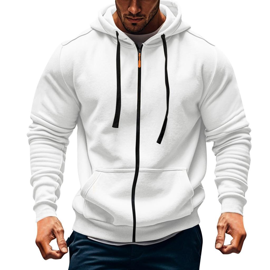 Мужская спортивная повседневная флисовая толстовка с капюшоном на молнии с несколькими карманами