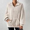 Sweatshirt For Women Half Zip Pocket Drop Shoulder Teddy Sweatshirt Christmas Sweatshirts For Women