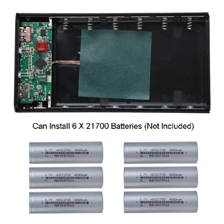 Съемный 5 Вт 10 Вт 22,5 В QC3.0 ЖК 6x21700 Аккумулятор для Корпуса Power Bank для Корпуса
