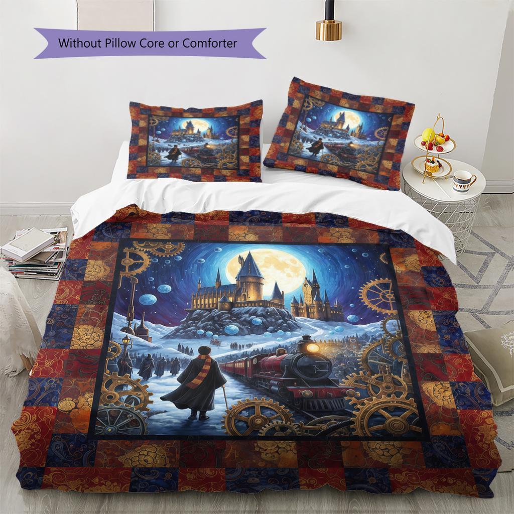 Мультяшный Узор Комплект Постельного Белья Одеяло Пододеяльник Наволочка Домашний Декор Подарок на День Рождения (1 пододеяльник + 2 наволочки, без наполнителя)