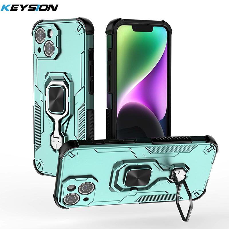 KEYSION Противоударный чехол для iPhone 15 Pro Max Мягкий силиконовый + PC вертикальный чехол-подставка для телефона на заднюю панель для iPhone 15 15 Plus
