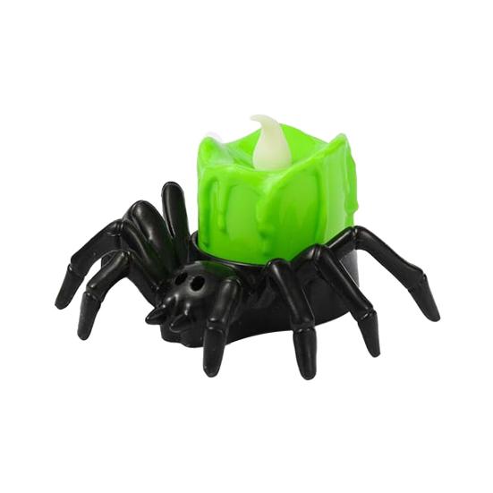 Halloween Spider Tea Lights LED Flameless Spider Candle Holder Light Battery Operated Spider Eyeballs Lamp for Home Decoration