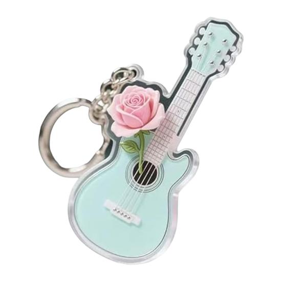 1/5 шт. Розовый брелок для ключей в виде гитары, 2D мини-подвеска в виде гитары, брелок для ключей, символ музыкальной мечты, кулон для сумки/кошелька, декор для салона автомобиля