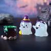5Pcs/Set Halloween Ornament Pumpkin Ghost Shape Miniature Resin Figure Weather-Resistant Glow In The Dark Landscape Statues