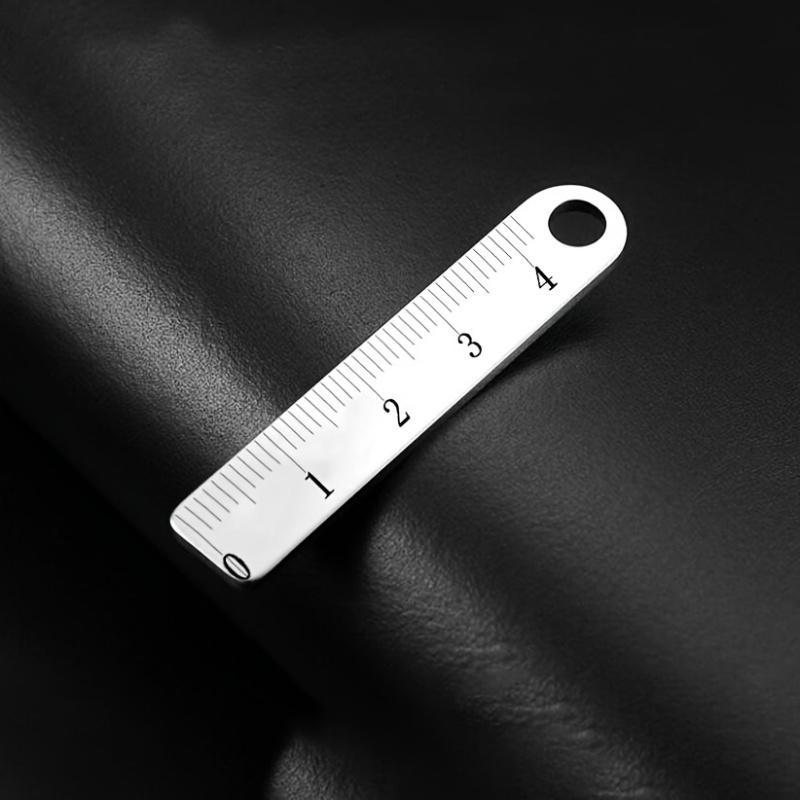 5 шт. Мини-линейка из нержавеющей стали с брелоком, Портативный измерительный инструмент, Белый, для офисных и школьных принадлежностей