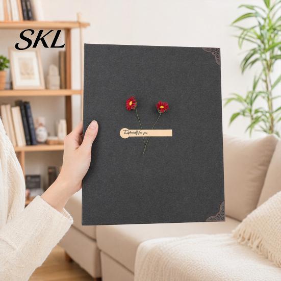 Retro Design Photo Album Sunflower DIY Scrapbook Album, Paste-In Memory Book with Thick Blank Pages, Creative Handmade Craft Keepsake for Travel