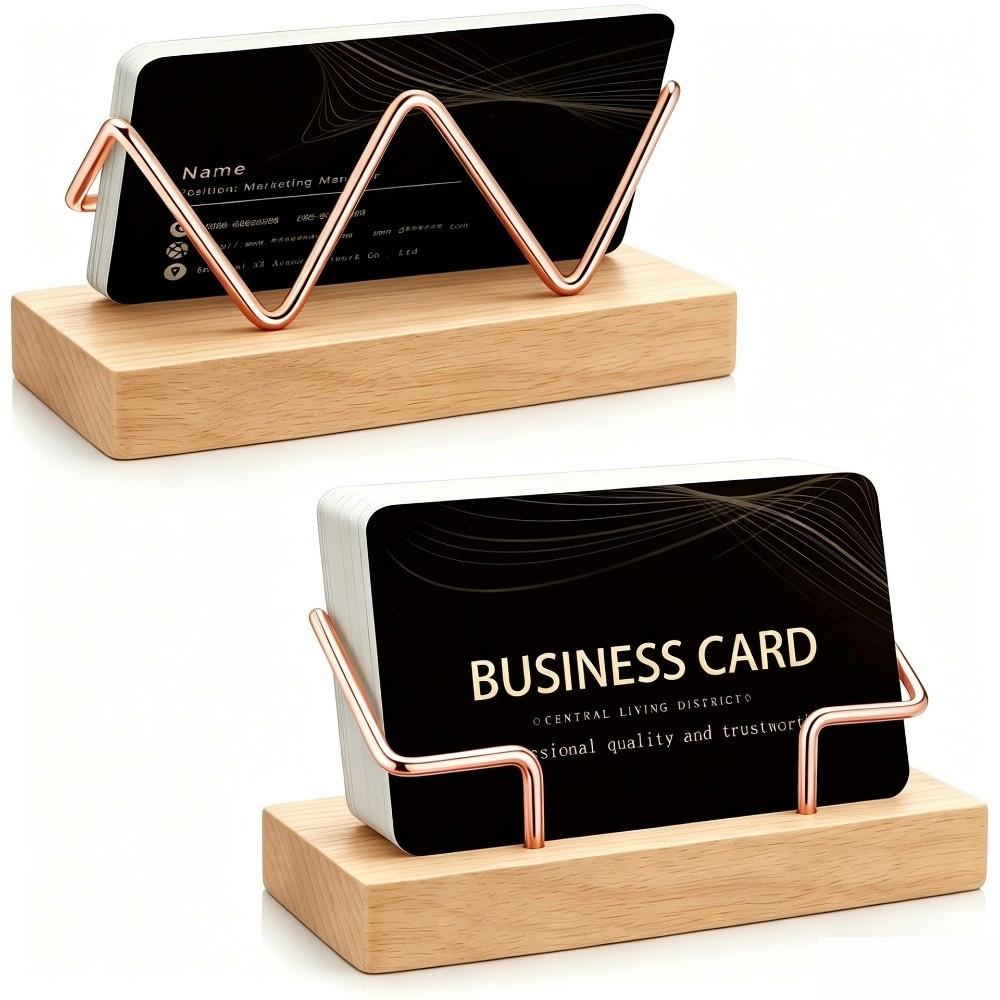 Solid Wood Business Card Box Durable Card Display Stand Premium Business Card Holder Desktop