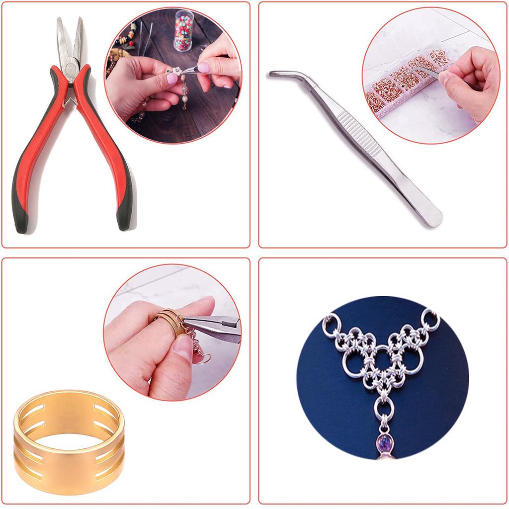 Кольца для соединения и щипцы для ювелирных изделий, 1203 шт. Набор для ремонта ожерелий и сережек, ожерелий, колец, браслетов, изготовление поделок,
