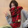 New Year of The Dragon Year Red Scarf for Women's Winter New British Checkered Imitation Cashmere Scarf Shawl A Gift for Students