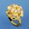 Enamel Jewelry Noble Gold Floral Zircon Flower Ring Bride Jewelry Handmade Glue