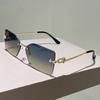 Квадратные солнцезащитные очки без оправы Мужские Винтажные Модные Градиентные Уличные Повседневные Солнцезащитные очки Женские Трендовый Дизайн Бренда Солнцезащитные очки
