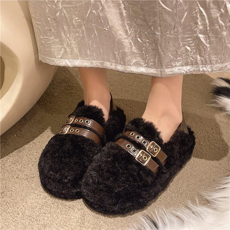 Cotton Shoes Mao Mao Shoes Mary Jane Autumn and Winter French Super Fire Outside a Pedal Children 2025 New Doudou Sole Wear Thick