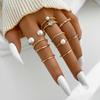 Fashion Jewelry Rings Set Gold Color Hollow Round Opening Women Finger Ring for Girl Lady Party Wedding Gifts