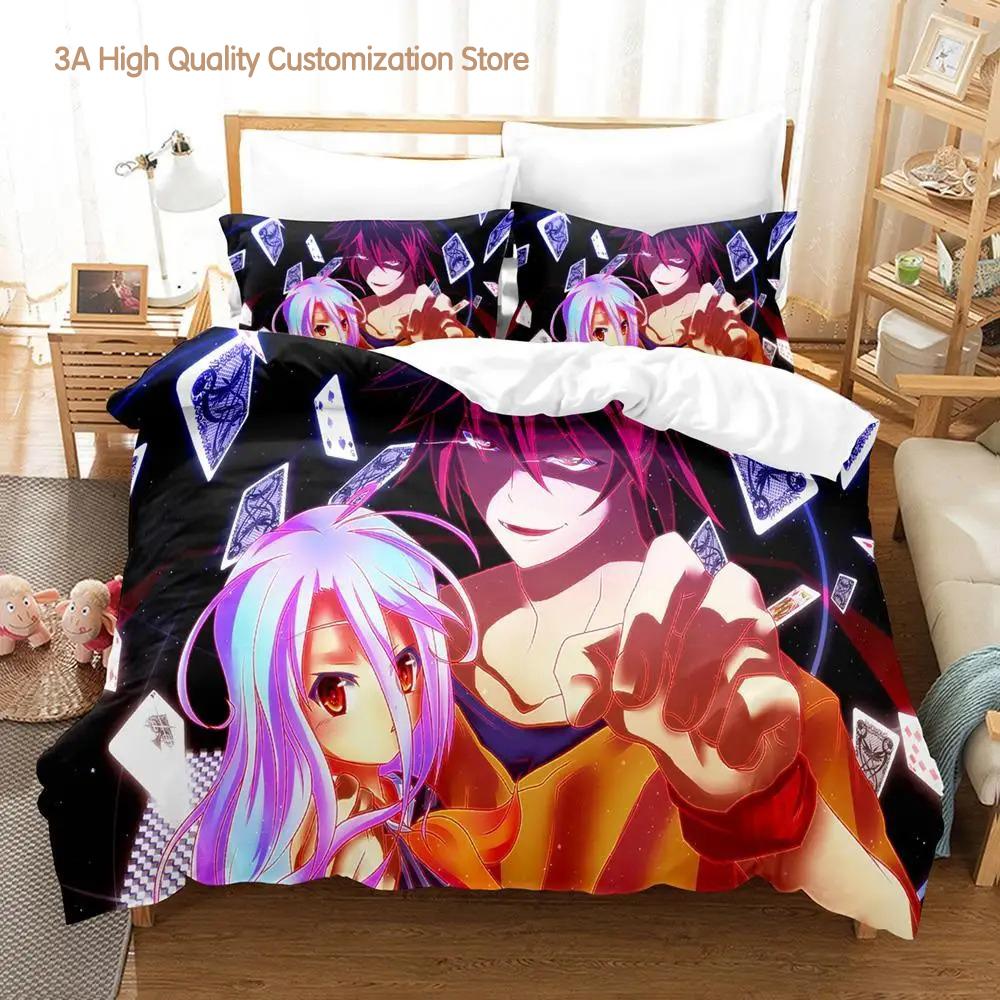 No Game No Life Постельное белье Мультяшное Аниме трехсекционный комплект Взрослая спальня для мальчиков Комплекты пододеяльников 3D Кавайная Девочка