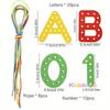 Kids Montessori Number Letter Cognition Threading Toy Wooden  Block Game Hand Eye Coordination Educational Toy Ages 3 4 5 6 8 10