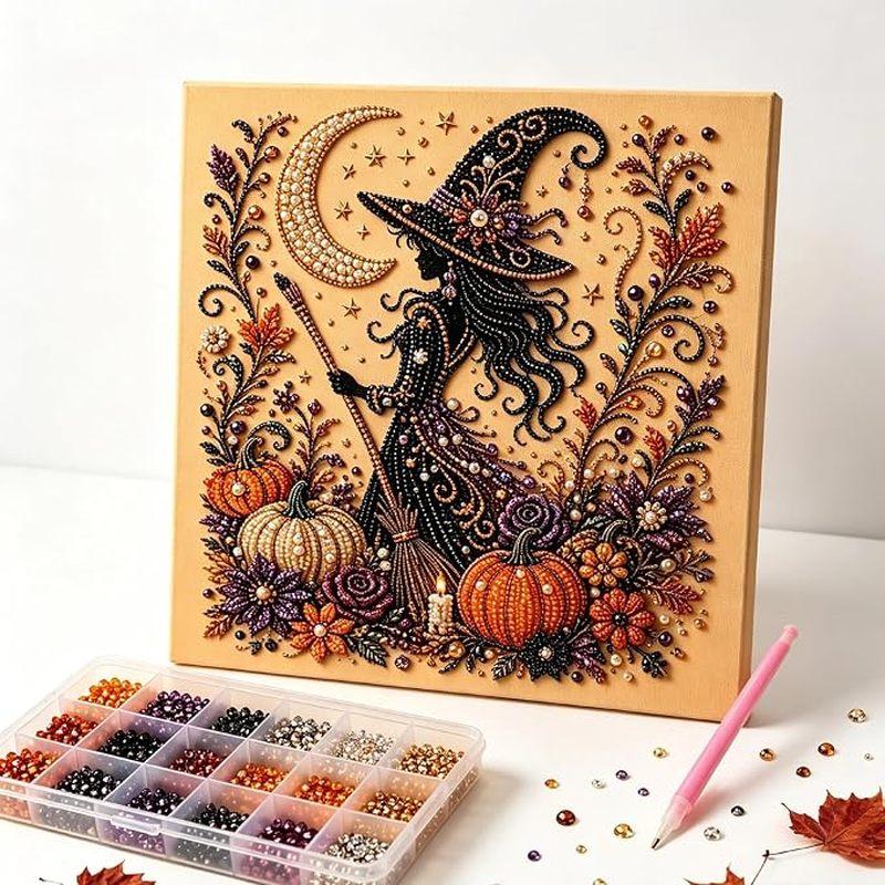Halloween Ghost Pearl Painting Kit Frameless Creative Diy Craft Set Adult Handmade Artwork Home Wall Decor Perfect Holiday Gift