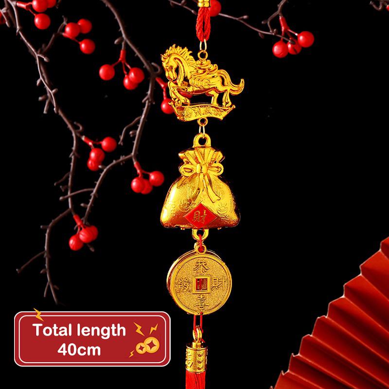 2026 Year Of The Horse Wall Hanging Car Ornament Chinese  Year Red Gold Pendant Lucky Decoration Housewarming Gifts