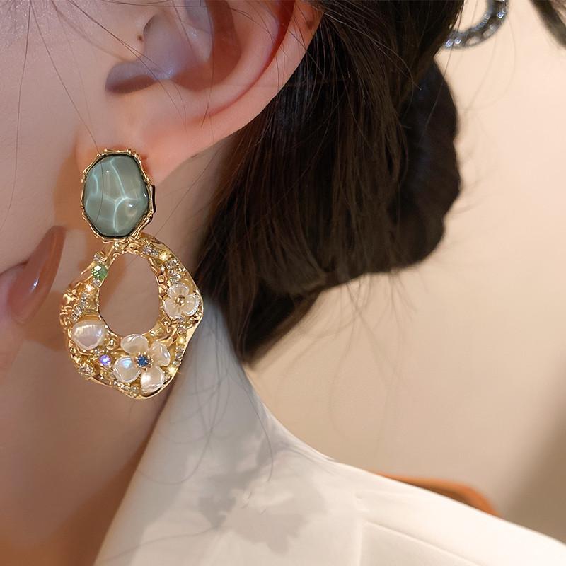 1 пара модных висячих серег с цветком циркона, женские большие серьги-капли, вечерние ювелирные изделия, подарок