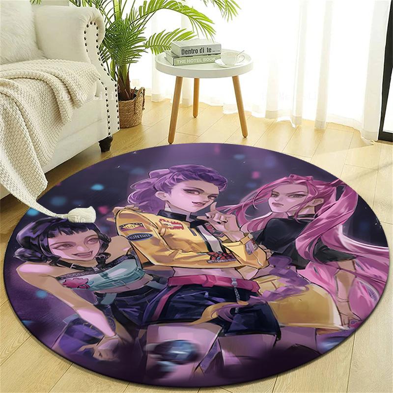 1 шт. KPop Demon Hunters9 Дизайн Печатная Зона Круглый Ковер для Спальни Гостиной Домашний Декор Ковры Коврик Нескользящий Коврик для Прикроватной Тумбочки