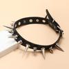 Long Spike Choker Punk Faux Leather Collar  Goth Style Necklace Accessories