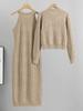 Весенне-осенний брендовый дизайнерский наряд для подиума, женский вязаный свитер, платье-футляр миди и однобортный пиджак, пальто, комплект из двух предметов