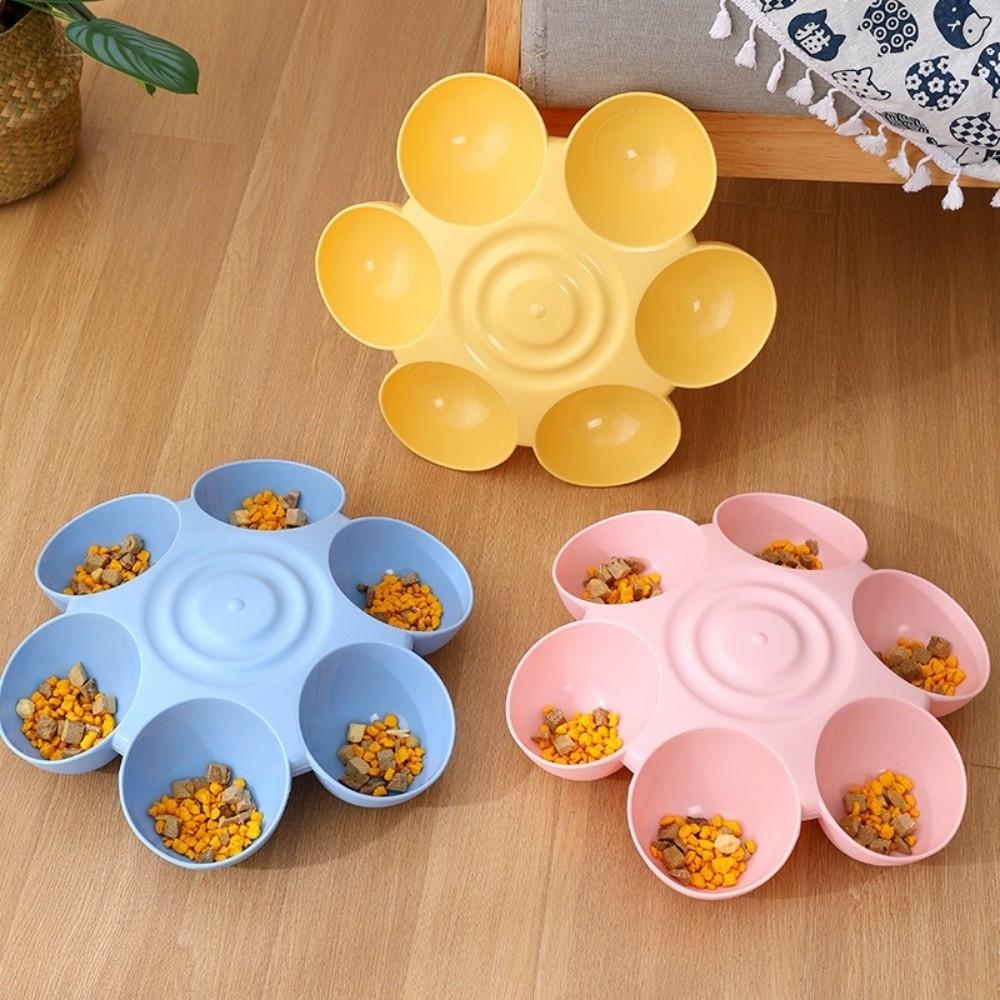 Six-grid Cat Dog Food Water Bowl Plastic Cat Feeding Bowl New Former Cat Food Bowl Pet
