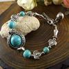 Декор в виде бабочек, регулируемый браслет унисекс, бирюзовые бусины ручной работы, браслет в стиле ретро, ​​ювелирные аксессуары