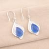 Dark Blue Cat's Eye Gemstone 925 Sterling Silver Jewelry Handmade Earrings 1.90" EE-35-42