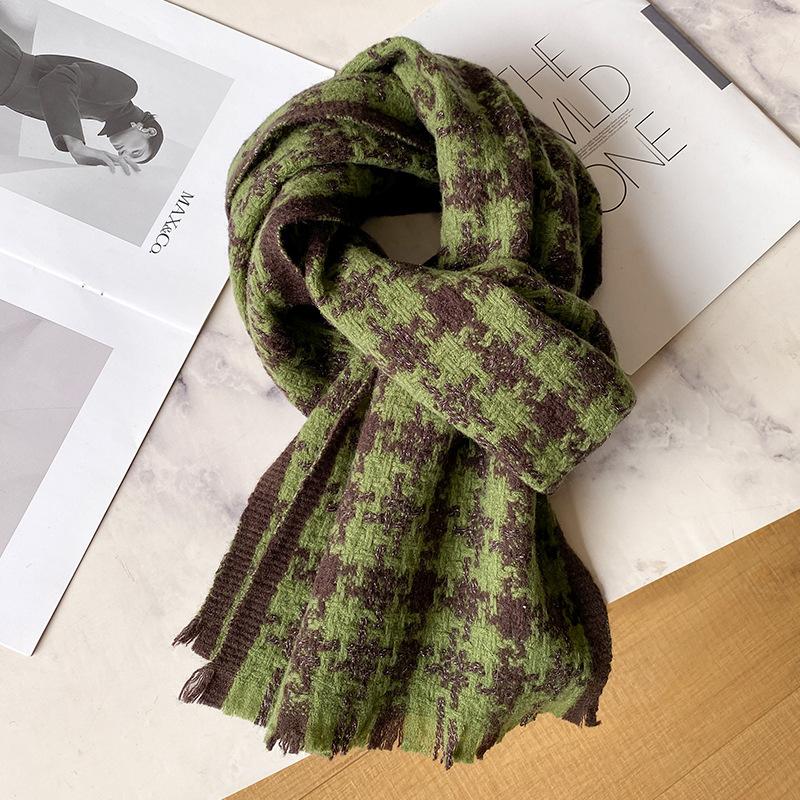 Wool Plaid Scarf Women's Autumn and Winter Versatile Red New High-end Couple Chinese Red Scarf