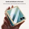 Для Samsung Galaxy Z Flip7 5G Чехол Защита шарнира Кожа+ПК Гальванизированная накладка для телефона с HD защитой заднего маленького экрана