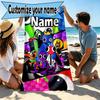Custom Name Personalized Game Rainbow Friends Print Beach Towel, for Trip Camping Beach Party Home Decor, Birthday Gift for Family & Friends