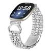 Ремешок для часов Fitbit Versa 3/Sense, семизвенный, из нержавеющей стали, с стразами, коннектор в стиле бычьего рога