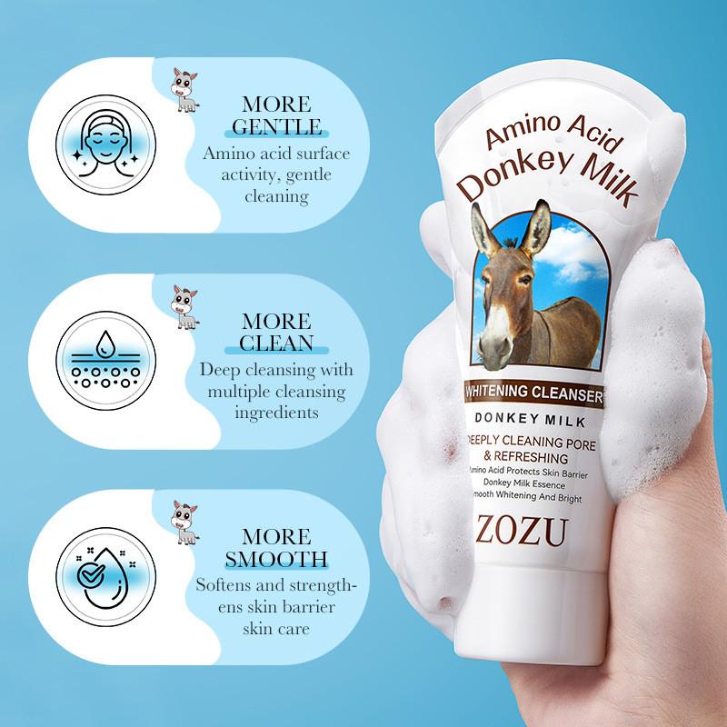 Premium Zozu Amino Acid Donkey Milk Facial Cleanser For Deep Clean Soft Skin