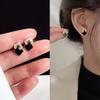 S925 Silver Needle Black Square Stud Earrings - High-End, Light Luxury Niche Design for Women