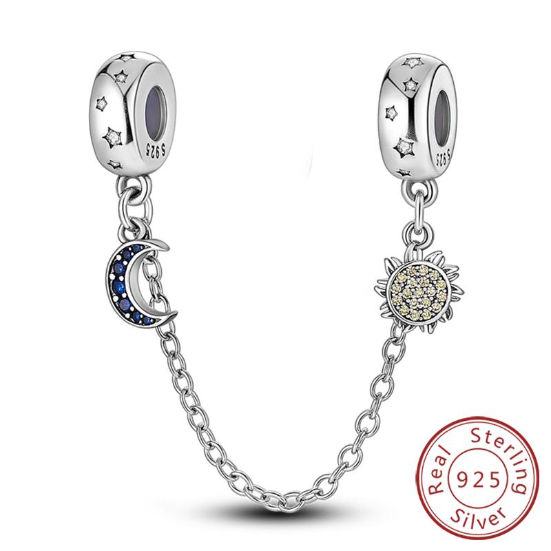 New Original Safety Chain Clasp Clip Charm Bead Copper Heart Bow Star Moon Fit Bracelet Diy Woman Girl Jewelry Gift