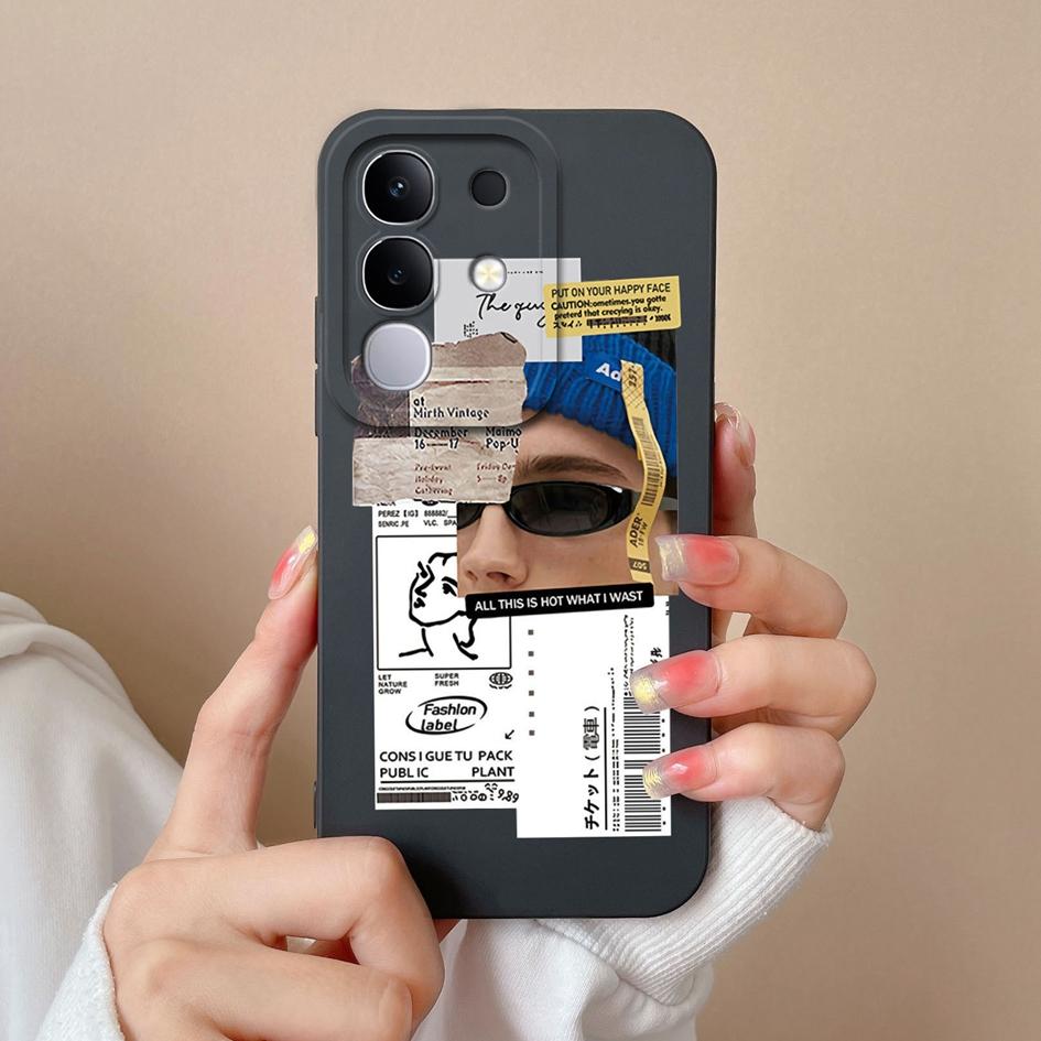 Чехол для Vivo S19 Pro Y04 T4x iQOO Z9s V30 V40e V50 V40 Lite(ИДН) Y29 Y29S Y39 Y19S Чехол из жидкого силикона с милым узором для Vivo Capa