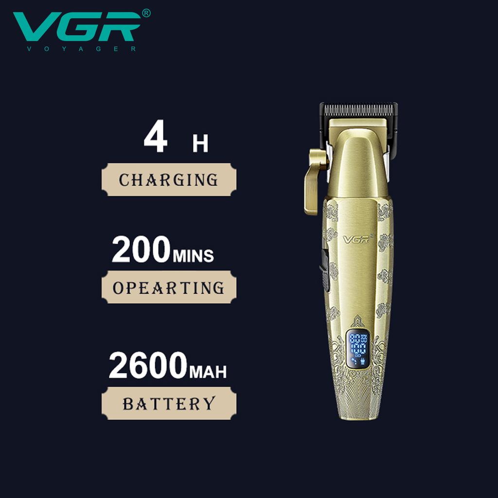 VGR V-036 Электрическая машинка для стрижки волос с вырезанием Ретро Металлическая электрическая push-машинка для стрижки волос для мужчин с цифровым дисплеем Домашняя бритва