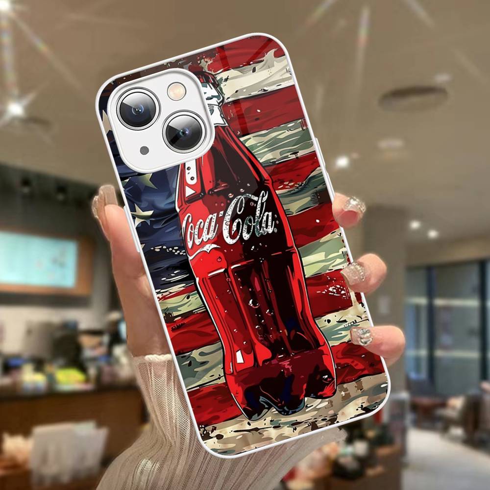 Горячие напитки C-Coca C-Cola Закаленное стекло Для iPhone 14 13 12 11 Pro Mini XS MAX 14Plus X XS XR Чехлы