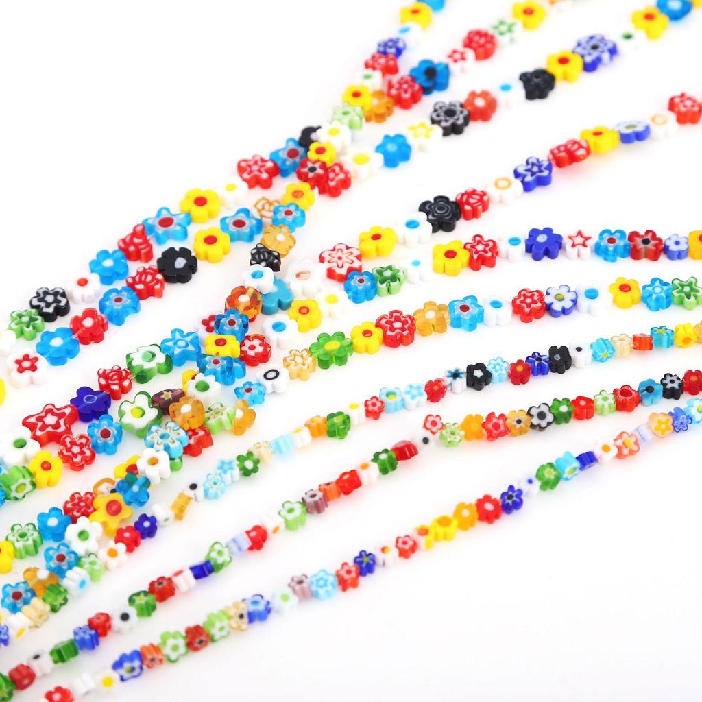 Набор из 45 бусин-цветков из стекла миллефиори для изготовления ожерелий, браслетов и серег своими руками