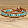 Boho Turquoise Bracelet for Women Adjustable Gemstone Stone Beaded Jewelry Gift