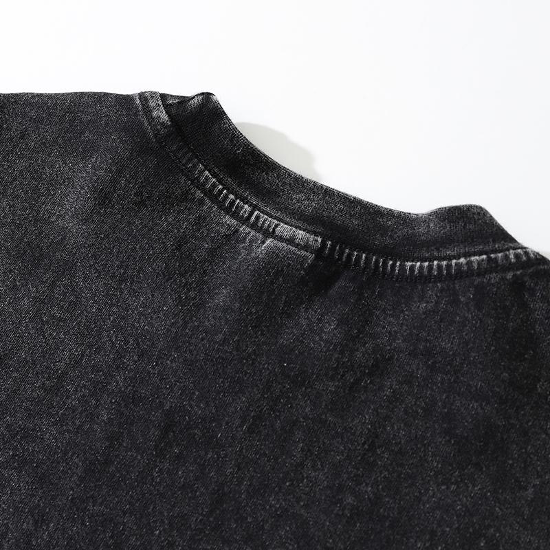 Футболка Streetwear Shadows Graphic Washed Black, хлопковая, унисекс, большие размеры, длинные рукава, футболка