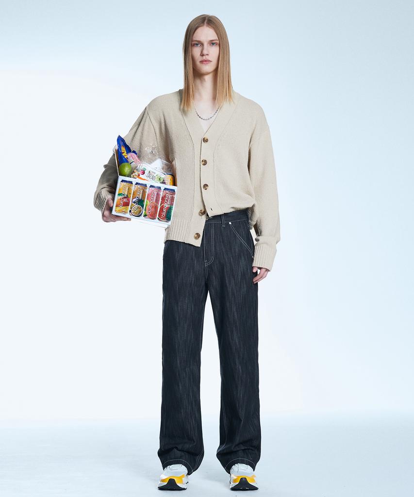 Кардиган Secondmono из фактурной хлопковой вязки букле Бежевый Secd001Beige