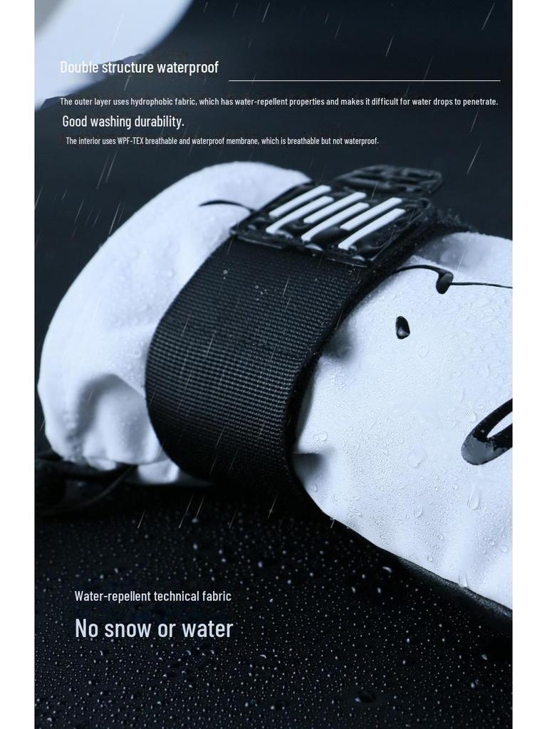 New 24/25 Ski Gloves: Built-in Wrist Guard, Thickened, Warm, Windproof, Waterproof, Wear-Resistant, Five-Finger Design