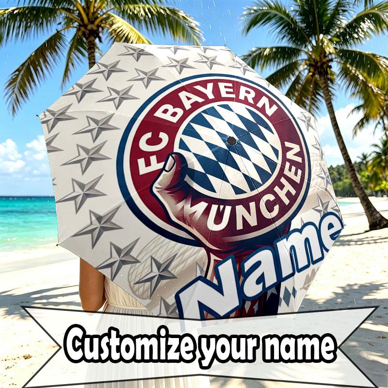 Custom Name Personalized FC Bayern Munich Print Umbrella, Auto Open Close, 8‑Rib Sturdy Frame, Commute Camping Hiking Use, Birthday Gift
