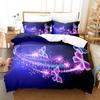 Purple Bedding Set Violets Dog Duvet Cover Quilt Cover 3D Lavender Butterfly Double For Full King Queen Twin Single Size