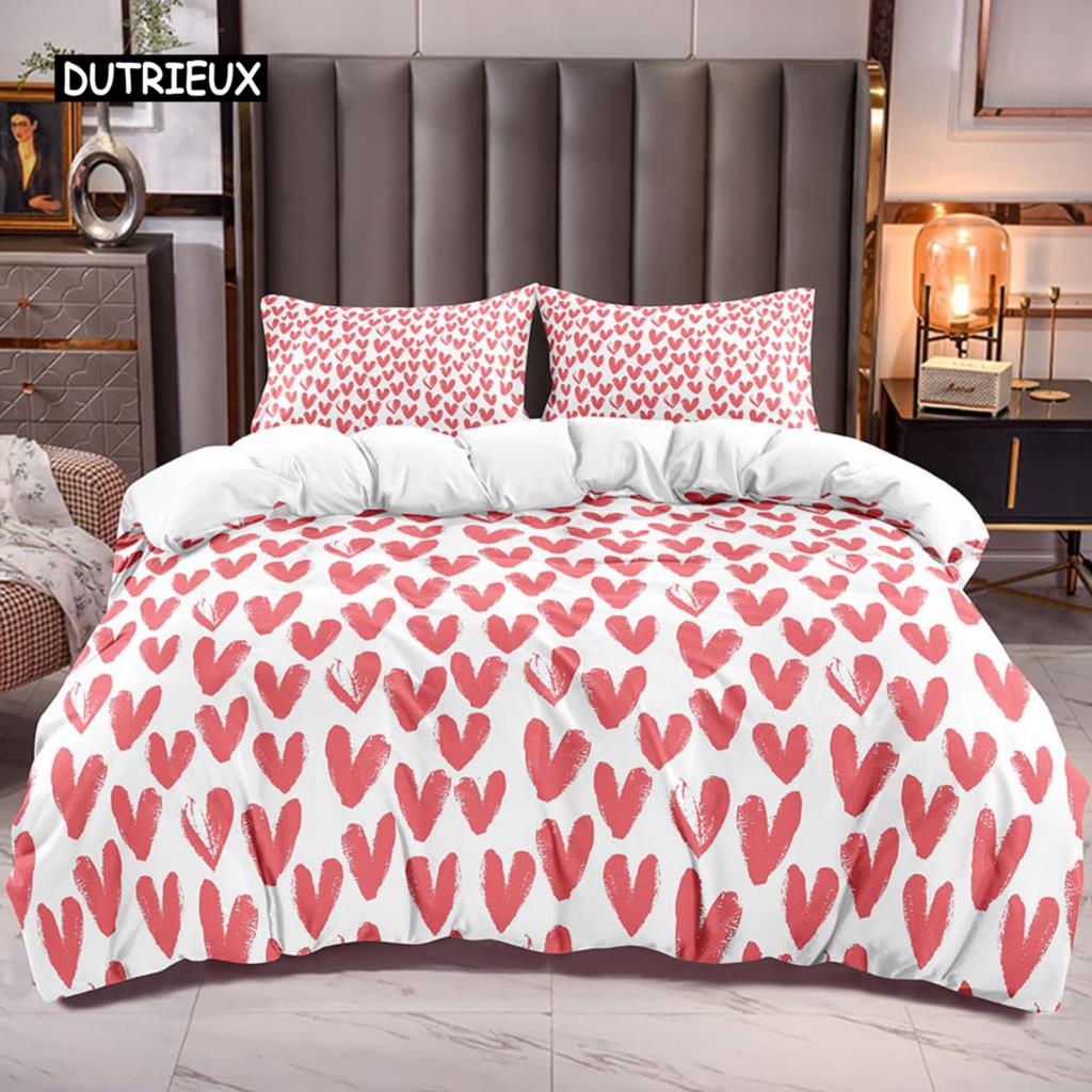 Комплект постельного белья Love Heart, простой клетчатый пододеяльник 200x200, наволочка, односпальная, двуспальная, двуспальная, королевская, скандинавская пара, покрывало, постельное белье