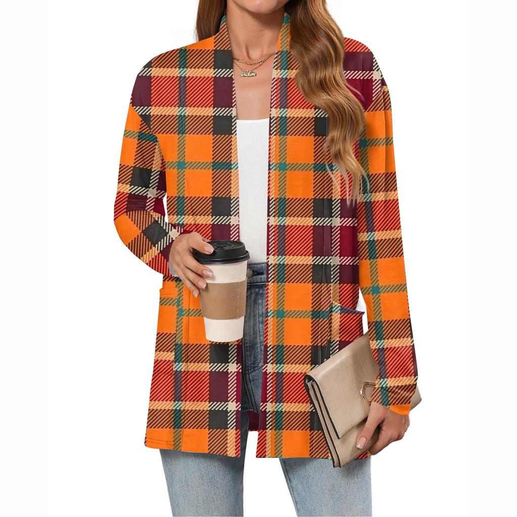 Women's Christmas Printed Lightweight Cardigan Long Sleeved Casual Loose Thin Fit With Pockets Cardigan Jacket