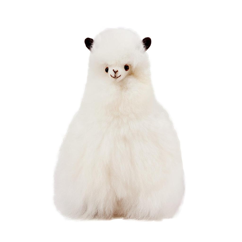 INJOI Plush Alpaca Toy, Fluffy and Cute, Handmade with Rare Natural Alpaca Fur, Perfect for Anniversaries and Special Occasions, Gift (15cm, White,
