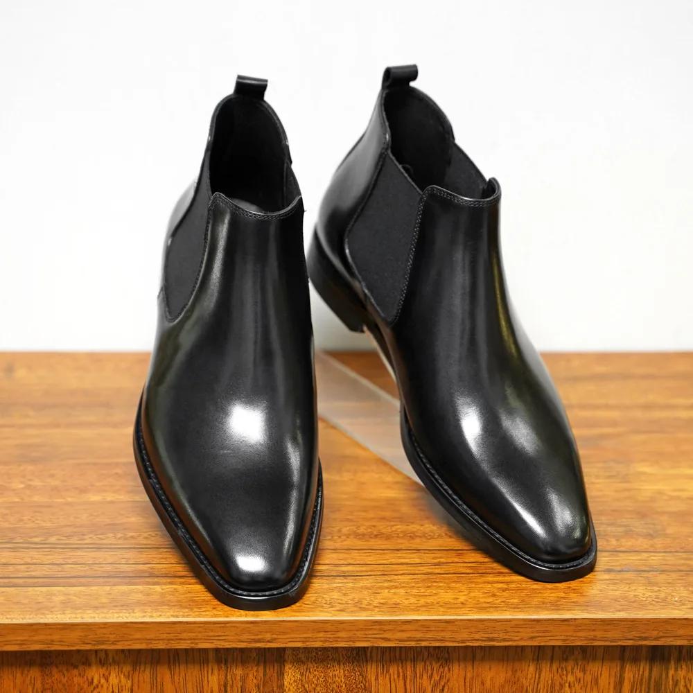 Fashion Men's Chelsea Boots Retro Ankle Boot Handmade Leather Boot High Top Casual Boots for Men Classic Business Dress Boots Botas2025