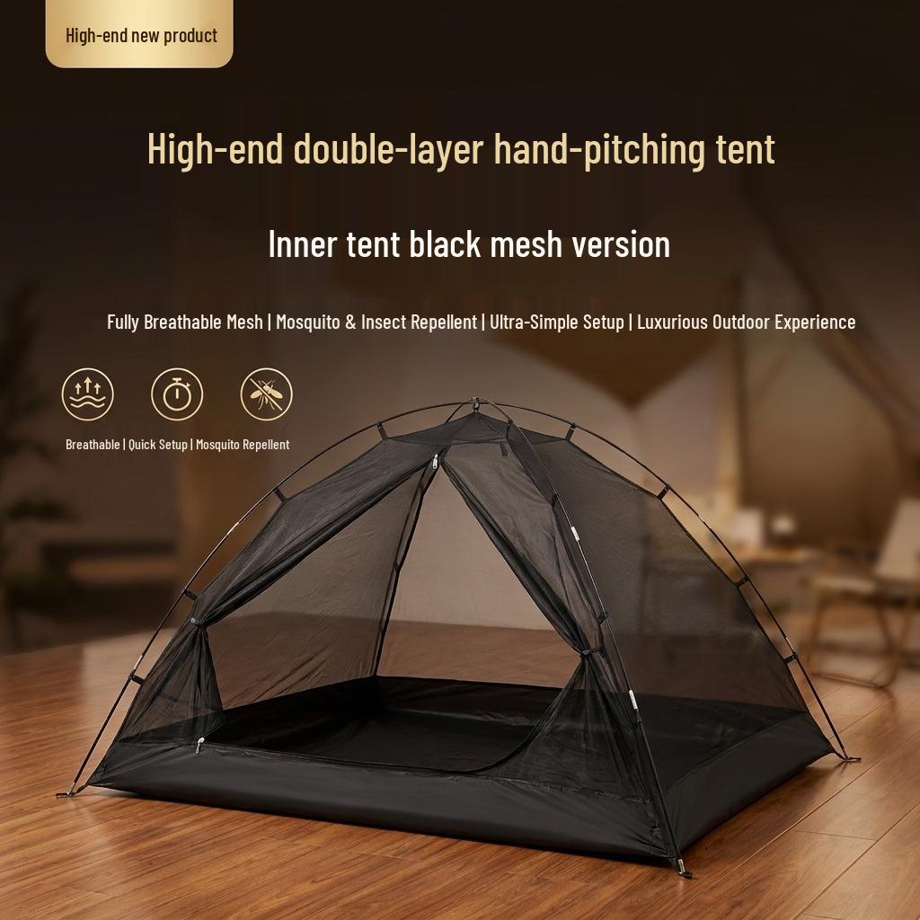 Portable Double-Layer Camping Tent with Sun and Mosquito Protection, Lightweight and Ventilated for Outdoor Adventures